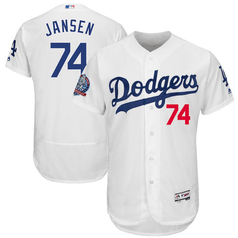 Kenley Jansen Los Angeles Dodgers Majestic 60th Anniversary Home On-Field Patch Flex Base Player Jersey