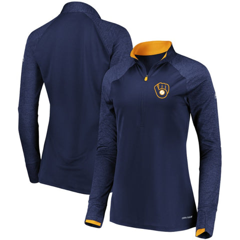 Milwaukee Brewers Majestic Women's Extremely Clear Cool Base Raglan 1/2-Zip Jacket