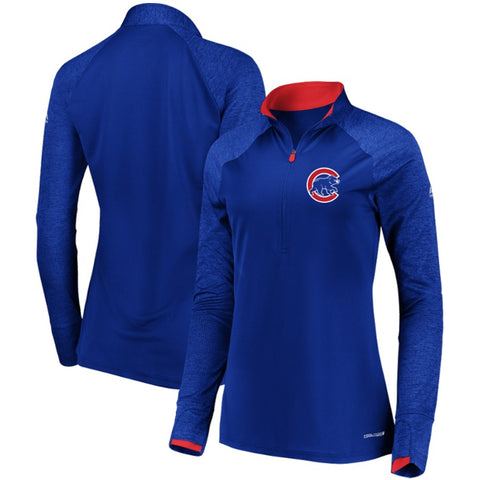 Chicago Cubs Majestic Women's Extremely Clear Cool Base Raglan 1/2-Zip Jacket