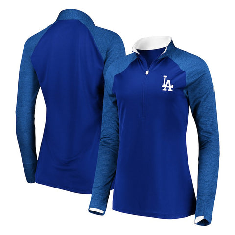 Los Angeles Dodgers Majestic Women's Extremely Clear Cool Base Raglan 1/2-Zip Jacket