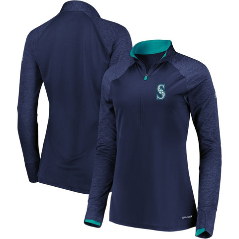 Seattle Mariners Majestic Women's Extremely Clear Cool Base Raglan 1/2-Zip Jacket