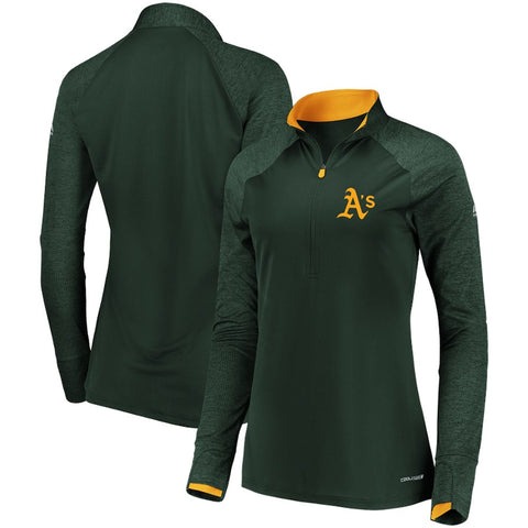 Oakland Athletics Majestic Women's Extremely Clear Cool Base Raglan 1/2-Zip Jacket