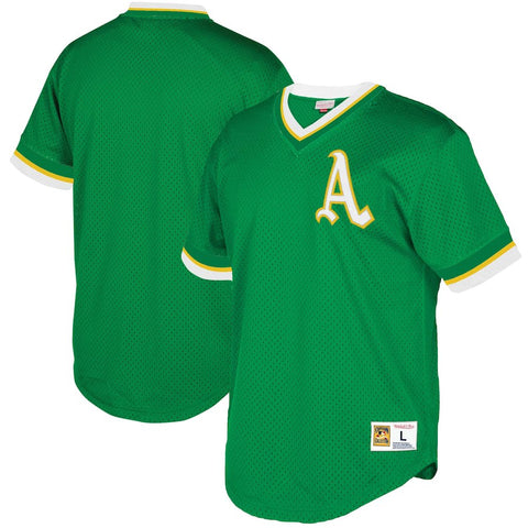 Oakland Athletics Mitchell & Ness Mesh V-Neck Jersey