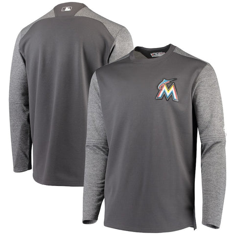 Miami Marlins Majestic Alternate Authentic Tech Fleece Pullover Sweatshirt