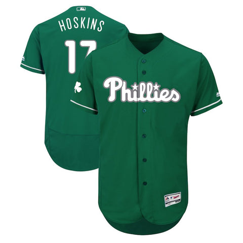 Rhys Hoskins Philadelphia Phillies Majestic 2018 St. Patrick's Day Flex Base Authentic Collection Celtic Player Jersey