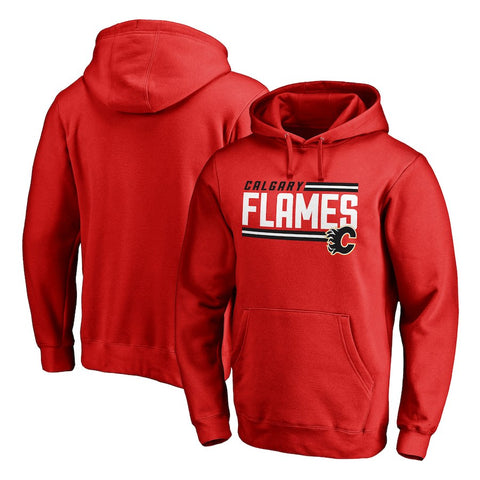 Calgary Flames   Iconic Collection On Side Stripe Pullover Hoodie - Red