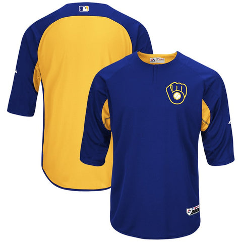 Milwaukee Brewers Majestic Authentic On-Field Batting Practice Jersey