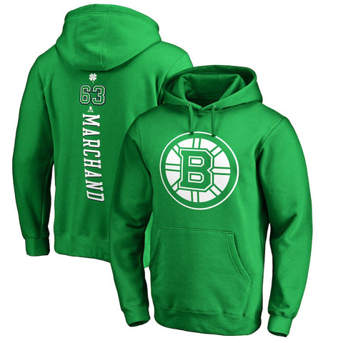 Brad Marchand Boston Bruins   St. Patrick's Day Backer NHL Hoodie