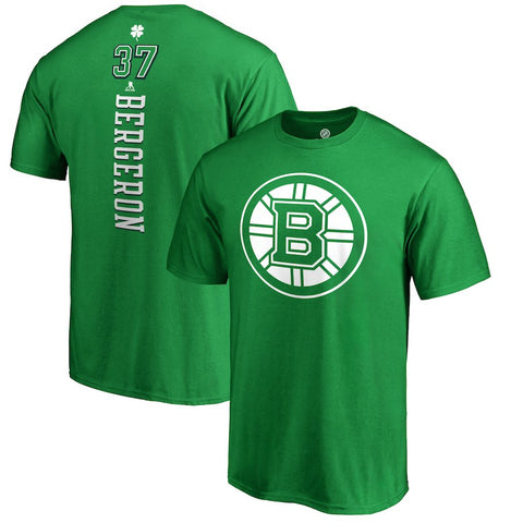 Patrice Bergeron Boston Bruins   St. Patrick's Day Backer Name & Number T-Shirt