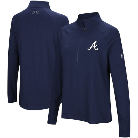 Atlanta Braves Under Armour Women's Passion Performance Tri-Blend Raglan Half-Zip Pullover Jacket - Navy