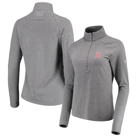 Boston Red Sox Under Armour Women's Passion Performance Tri-Blend Raglan Half-Zip Pullover Jacket - Heathered Gray