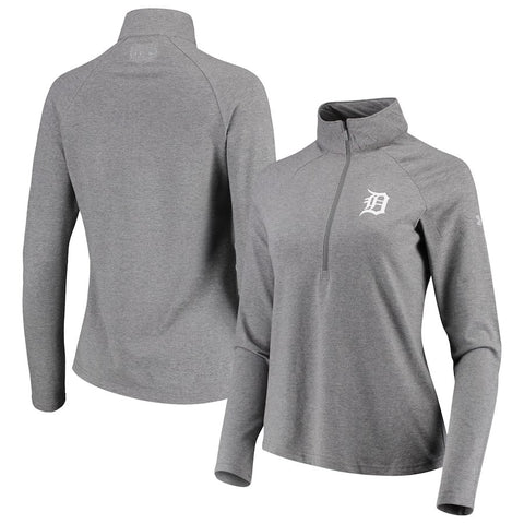 Detroit Tigers Under Armour Women's Passion Performance Tri-Blend Raglan Half-Zip Pullover Jacket - Heathered Gray
