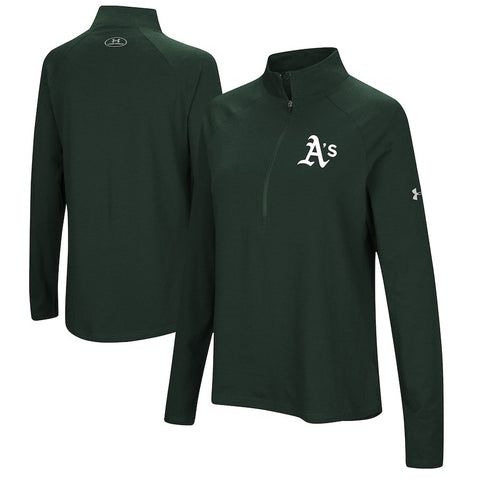 Oakland Athletics Under Armour Women's Passion Performance Tri-Blend Raglan Half-Zip Pullover Jacket - Green