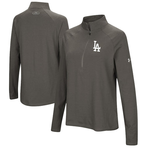 Los Angeles Dodgers Under Armour Women's Passion Performance Tri-Blend Raglan Half-Zip Pullover Jacket - Heathered Gray