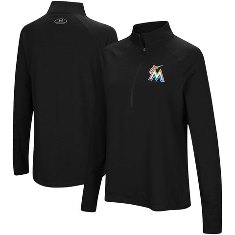 Miami Marlins Under Armour Women's Passion Performance Tri-Blend Raglan Half-Zip Pullover Jacket - Black