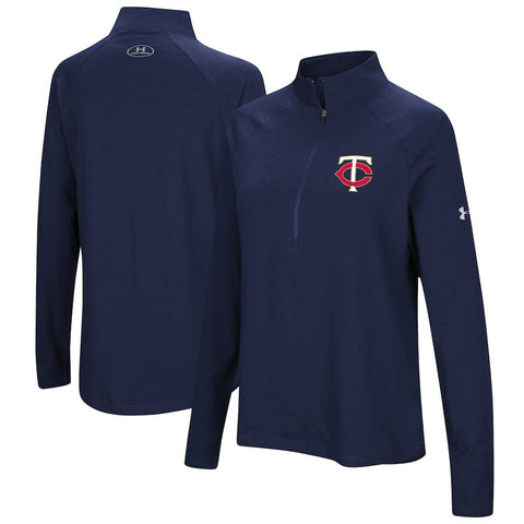 Minnesota Twins Under Armour Women's Passion Performance Tri-Blend Raglan Half-Zip Pullover Jacket - Navy