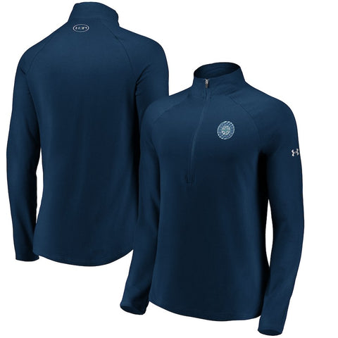 Seattle Mariners Under Armour Women's Passion Performance Tri-Blend Raglan Half-Zip Pullover Jacket - Navy