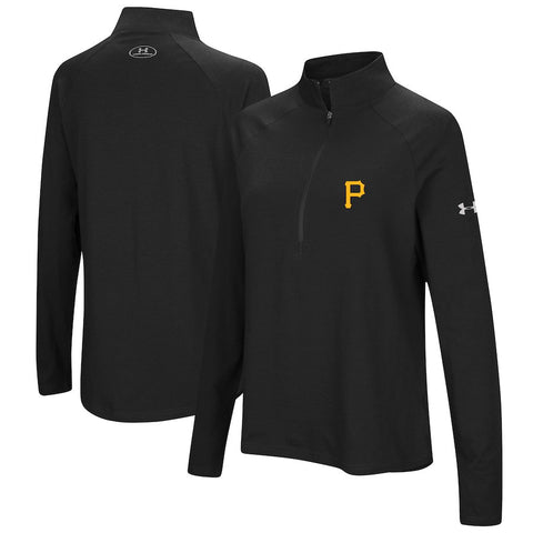 Pittsburgh Pirates Under Armour Women's Passion Performance Tri-Blend Raglan Half-Zip Pullover Jacket - Black