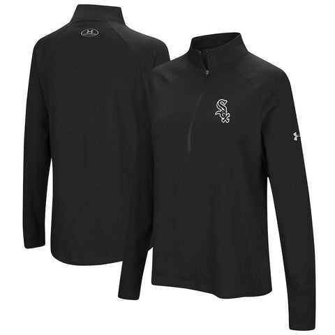 Chicago White Sox Under Armour Women's Passion Performance Tri-Blend Raglan Half-Zip Pullover Jacket - Black