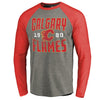 Calgary Flames   Timeless Collection Antique Stack Tri-Blend Long Sleeve Raglan T-Shirt - Ash