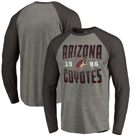 Arizona Coyotes   Timeless Collection Antique Stack Tri-Blend Long Sleeve Raglan T-Shirt - Ash