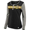 Boston Bruins   Women's Plus Size True Classics Retro Henley T-Shirt - Black/Heathered Gray