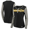 Boston Bruins   Women's Plus Size True Classics Retro Henley T-Shirt - Black/Heathered Gray