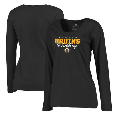 Boston Bruins   Women's Iconic Collection Script Assist Plus Size Long Sleeve T-Shirt - Black