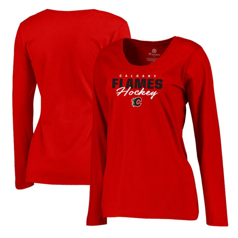 Calgary Flames   Women's Iconic Collection Script Assist Plus Size Long Sleeve T-Shirt - Red