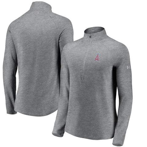 Los Angeles Angels Under Armour Women's Passion Alternate Performance Tri-Blend Raglan Half-Zip Pullover Jacket - Heathered Gray