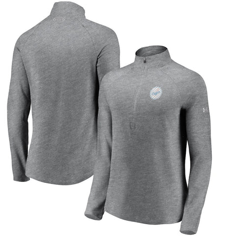 Los Angeles Dodgers Under Armour Women's Passion Alternate Performance Tri-Blend Raglan Half-Zip Pullover Jacket - Heathered Gray