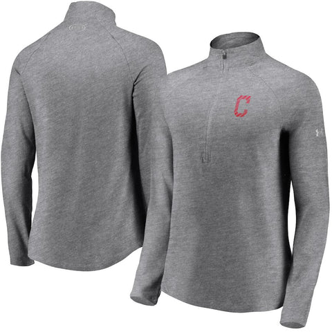 Cleveland Indians Under Armour Women's Passion Alternate Performance Tri-Blend Raglan Half-Zip Pullover Jacket - Heathered Gray