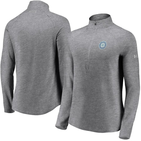 Seattle Mariners Under Armour Women's Passion Alternate Performance Tri-Blend Raglan Half-Zip Pullover Jacket - Heathered Gray