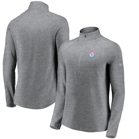 Texas Rangers Under Armour Women's Passion Alternate Performance Tri-Blend Raglan Half-Zip Pullover Jacket - Heathered Gray