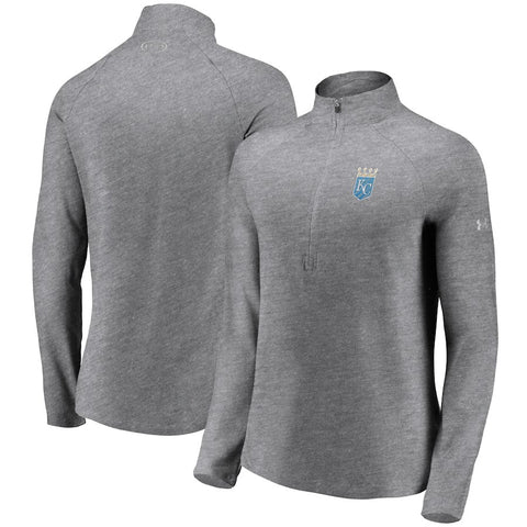 Kansas City Royals Under Armour Women's Passion Alternate Performance Tri-Blend Raglan Half-Zip Pullover Jacket - Heathered Gray
