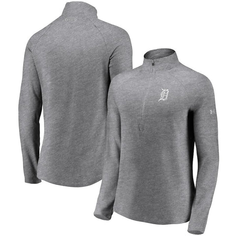 Detroit Tigers Under Armour Women's Passion Alternate Performance Tri-Blend Raglan Half-Zip Pullover Jacket - Heathered Gray