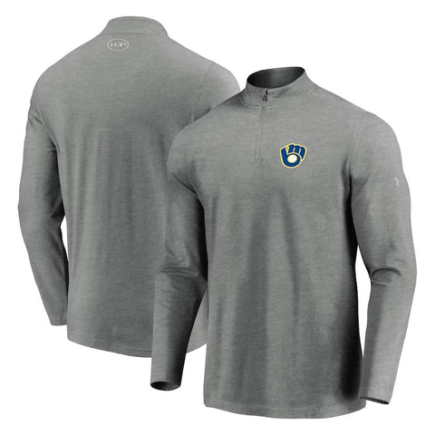 Milwaukee Brewers Under Armour Passion Performance Tri-Blend Quarter-Zip Pullover Jacket