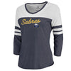 Buffalo Sabres   Women's Timeless Collection Rising Script Color Block 3/4 Sleeve Tri-Blend T-Shirt - Navy