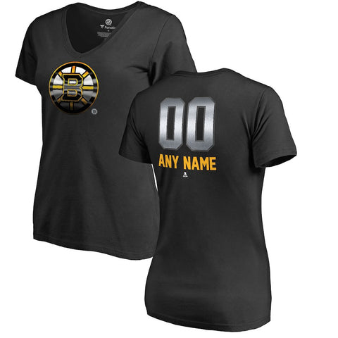 Boston Bruins   Women's Any Name & Number Midnight Mascot T-Shirt