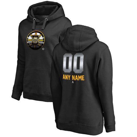 Boston Bruins   Women's Any Name & Number Midnight Mascot Pullover Hoodie