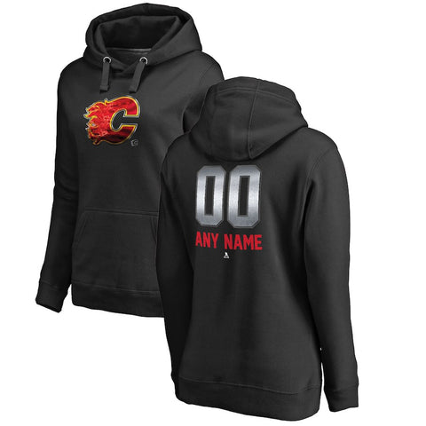 Calgary Flames   Women's Any Name & Number Midnight Mascot Pullover Hoodie