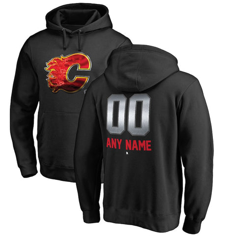 Calgary Flames   Any Name & Number Midnight Mascot Pullover Hoodie