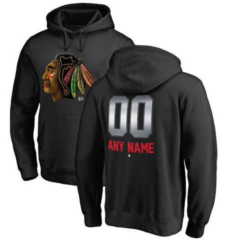 Chicago Blackhawks   Any Name & Number Midnight Mascot Pullover Hoodie