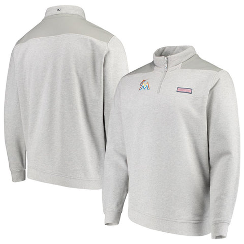 Miami Marlins Vineyard Vines Shep Shirt Quarter-Zip Pullover Jacket - Gray