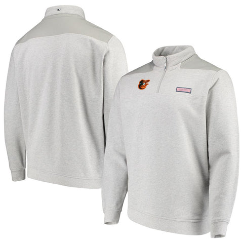 Baltimore Orioles Vineyard Vines Shep Shirt Quarter-Zip Pullover Jacket - Gray