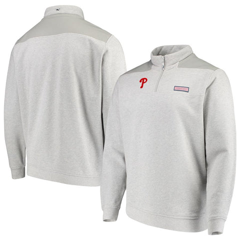 Philadelphia Phillies Vineyard Vines Shep Shirt Quarter-Zip Pullover Jacket - Gray