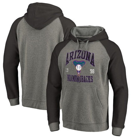 Arizona Diamondbacks   Cooperstown Collection Old Favorite Tri-Blend Raglan Pullover Hoodie - Ash