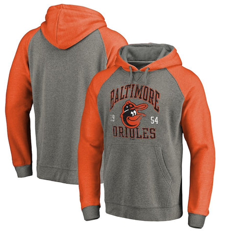 Baltimore Orioles   Cooperstown Collection Old Favorite Tri-Blend Raglan Pullover Hoodie - Ash