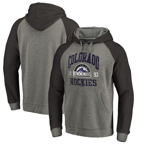 Colorado Rockies   Cooperstown Collection Old Favorite Tri-Blend Raglan Pullover Hoodie - Ash