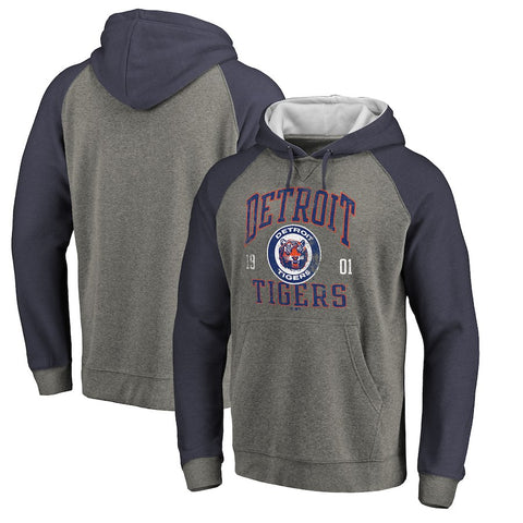 Detroit Tigers   Cooperstown Collection Old Favorite Tri-Blend Raglan Pullover Hoodie - Ash